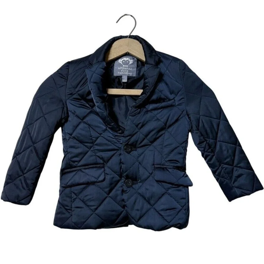 Appaman‎ Boys Suit Jacket Quilted Sport Coat Navy Blue Preppy Size 5